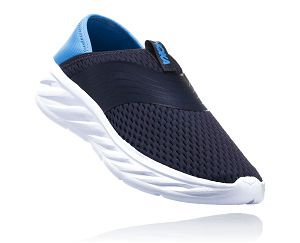 Hoka One One ORA Recovery Shoe Mens Recovery Sandals Ebony/Dresden Blue | AU-2934756